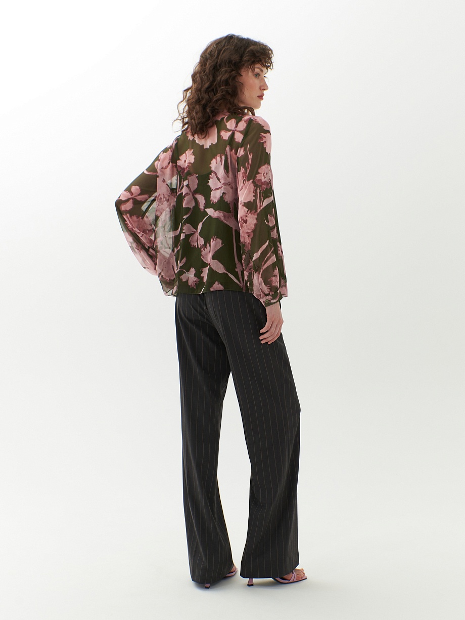 Свободная  блуза из принтованного шифона