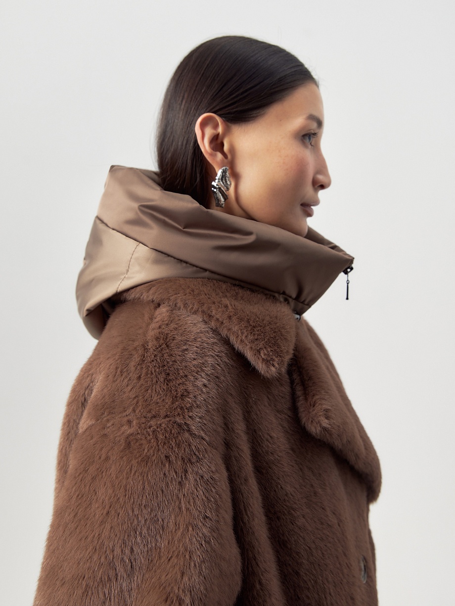 Экошуба с мембраной, утеплителем и съёмным капюшоном