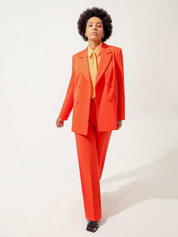 Яркие брюки со стрелками на высокой посадке