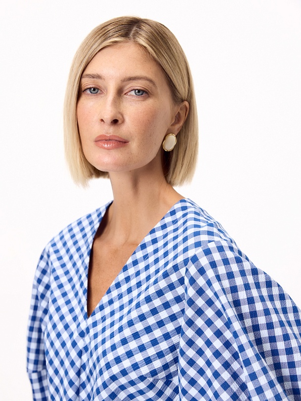 Платье из хлопка с объемными рукавами 