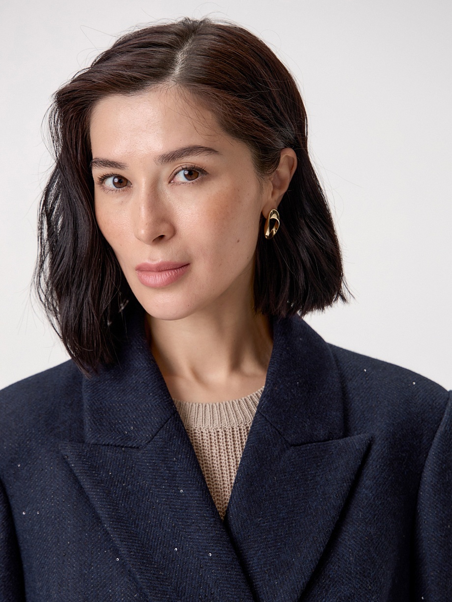 Пальто из шерсти с пайетками и мембраной