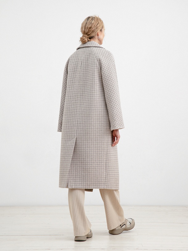 Шерстяное пальто с мембраной в клетку