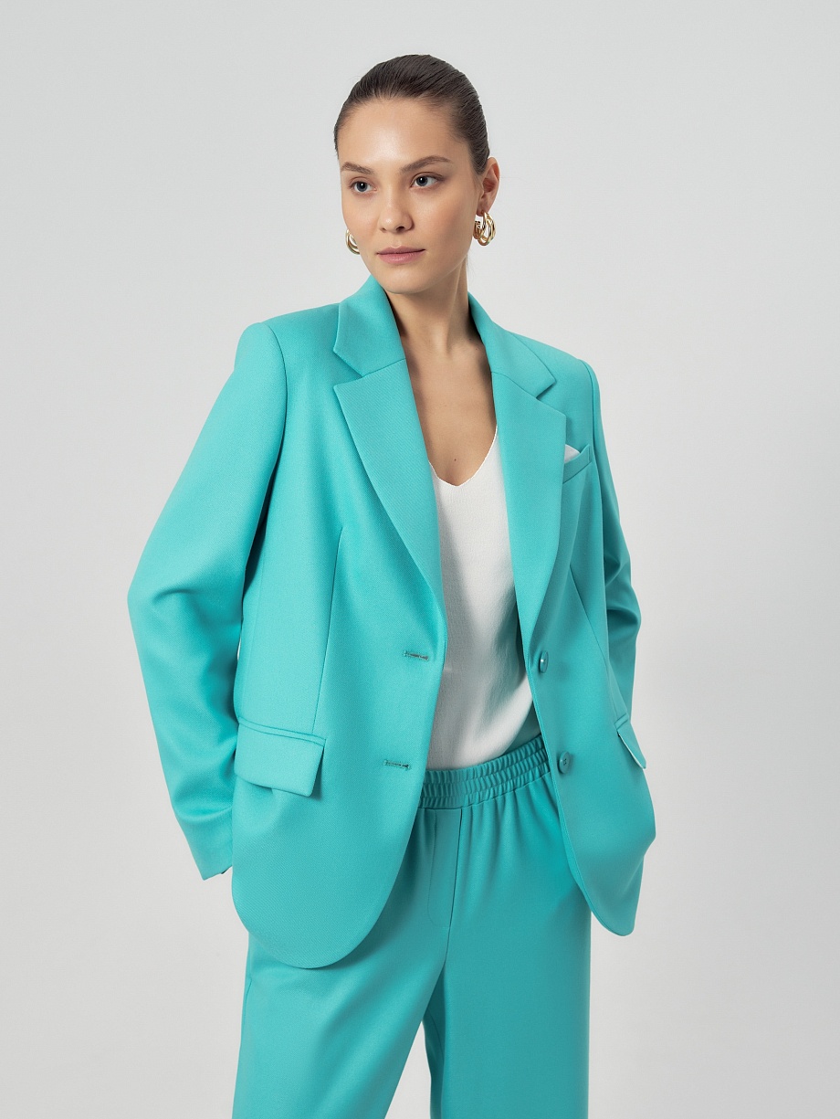 Прямой удлиненный жакет из костюмной ткани 