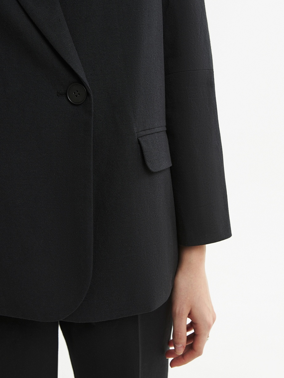 Жакет из хлопка и льна с укороченным рукавом