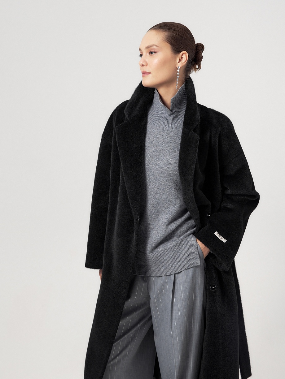 Пальто из шерсти Альпака Беби Сури с мембраной и утеплённой спинкой