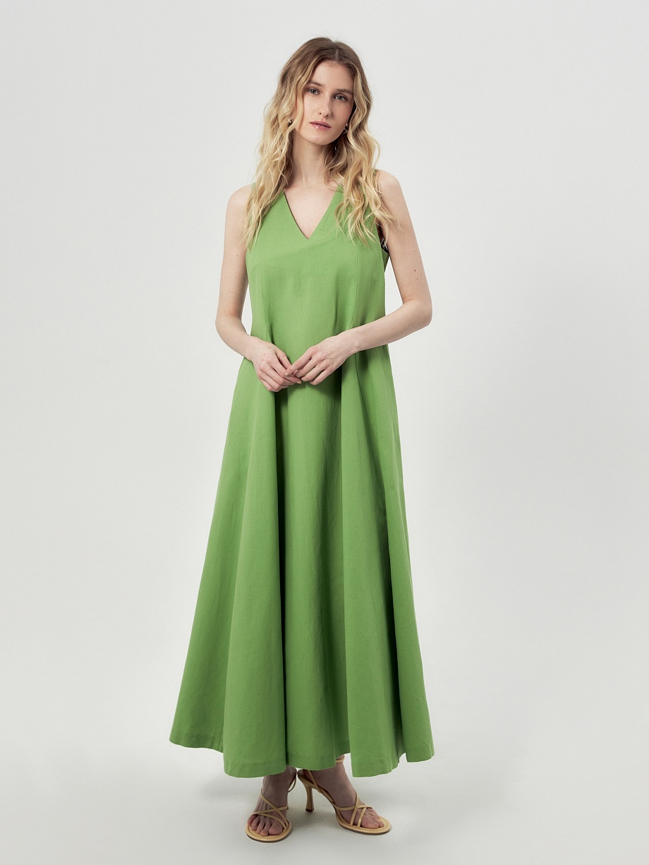 Летний сарафан из хлопка и льна