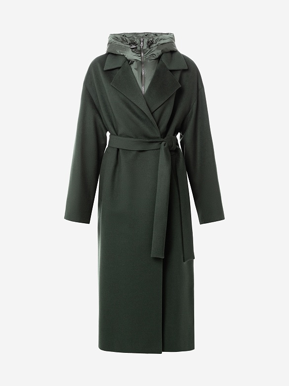 Пальто из шерсти с мембраной, утеплённой спинкой и съёмным капюшоном POMPA арт.1015545p90841