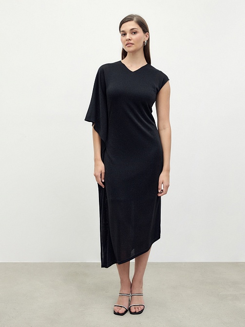 Асимметричное платье из мерцающего трикотажа