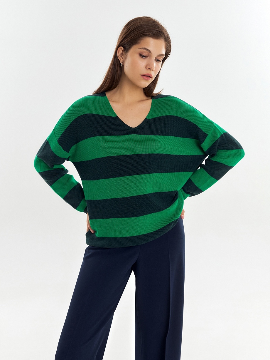 Джемпер из вискозы и хлопка в полоску