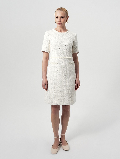 Платье миди из твида с пайетками