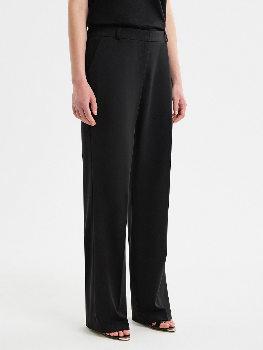 Прямые широкие брюки из мягкой костюмной ткани