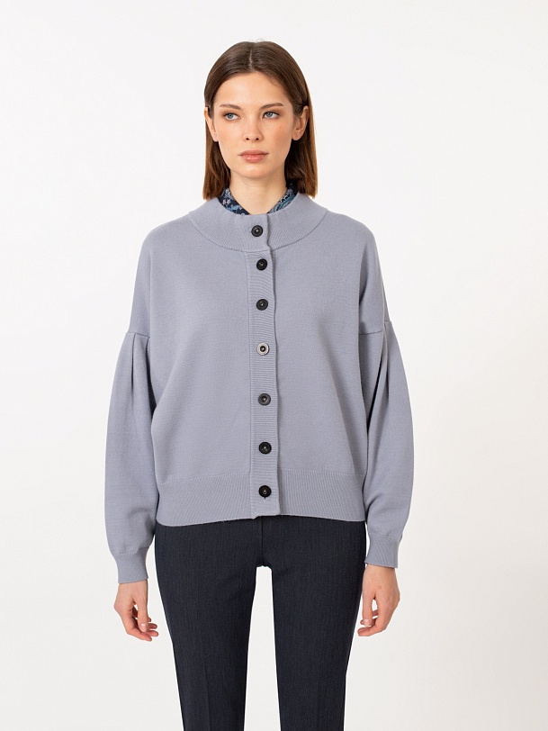 Кардиган трикотажный серо-голубой