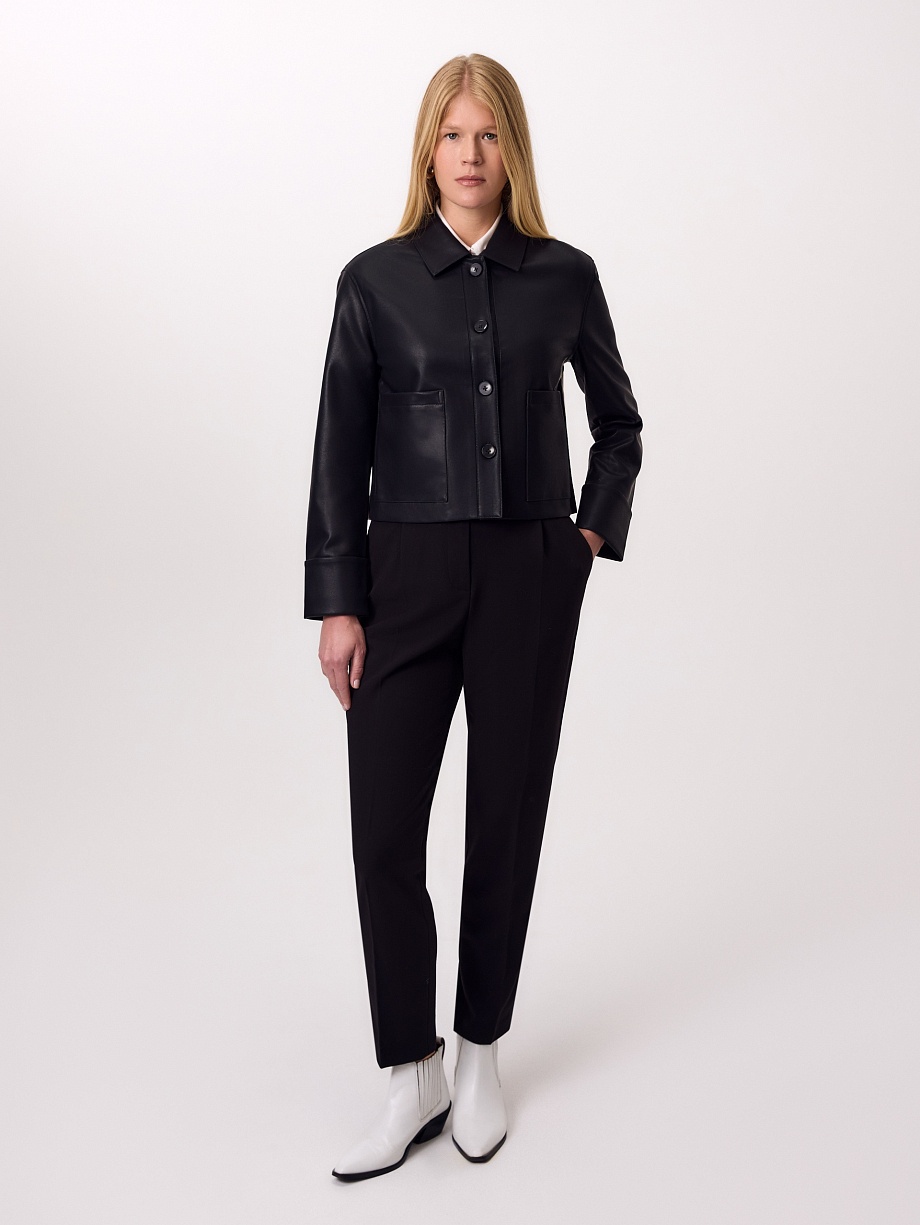 Укороченный жакет из экокожи