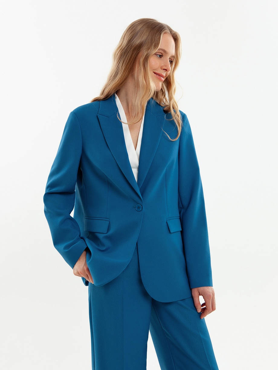 Удлиненный жакет из костюмной вискозной ткани 