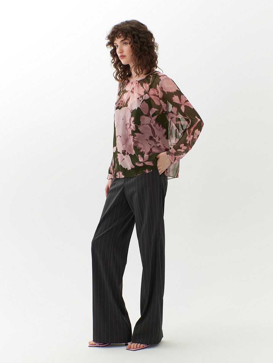 Свободная  блуза из принтованного шифона