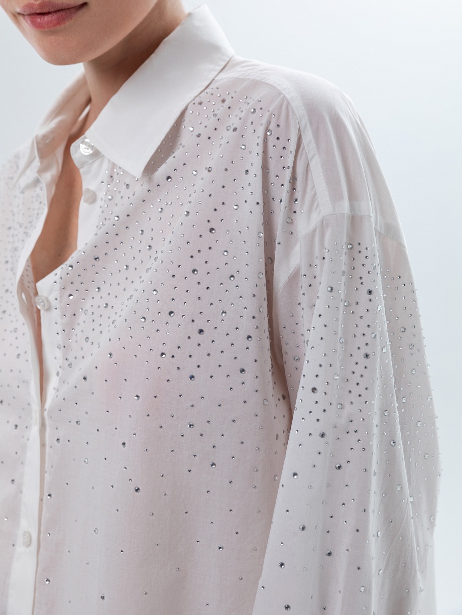 Блуза из 100% хлопка со стразами