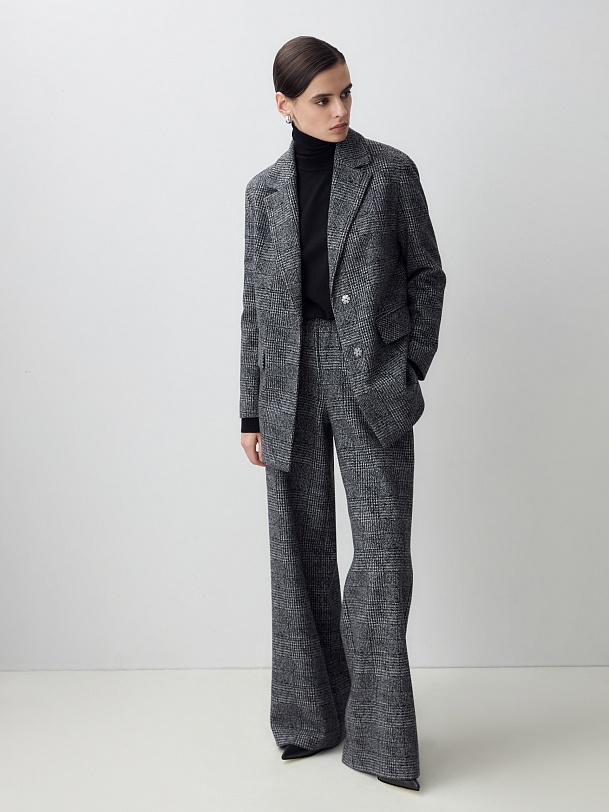 Жакет из мягкого трикотажа в принте "гусиная лапка"