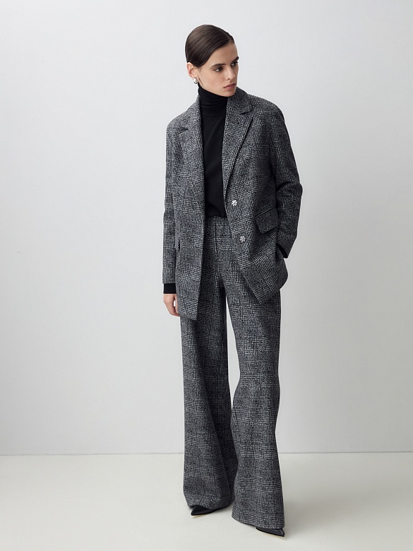 Жакет из мягкого трикотажа в принте "гусиная лапка" POMPA арт.1391120ge0398