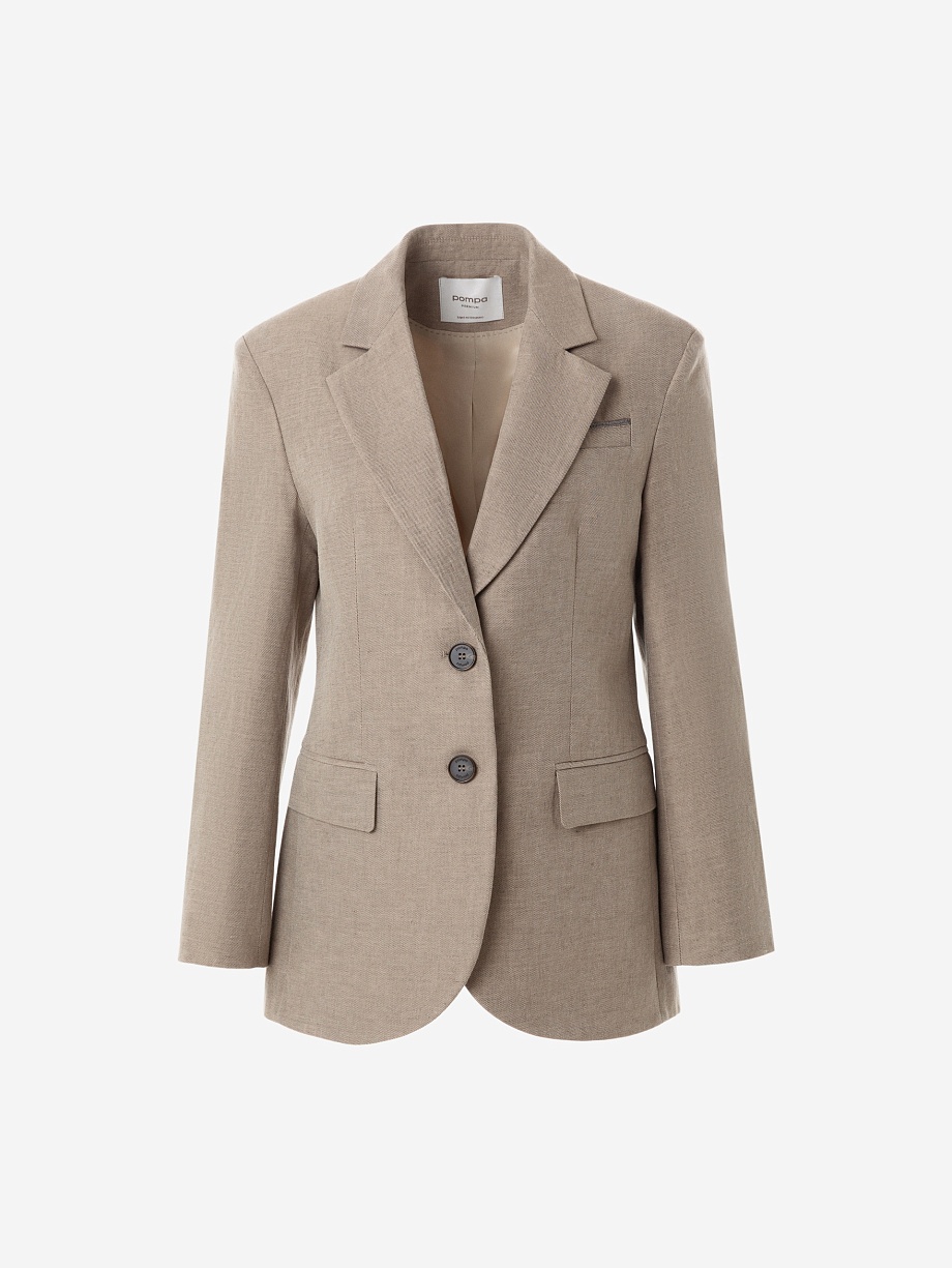 Жакет класический из хлопка и льна