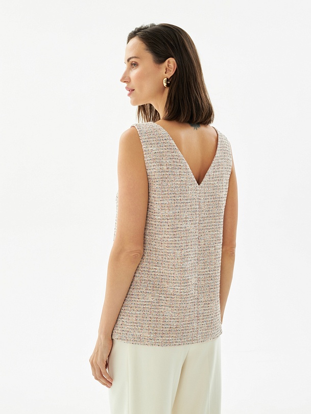 Топ женский без рукавов из фактурной костюмной ткани