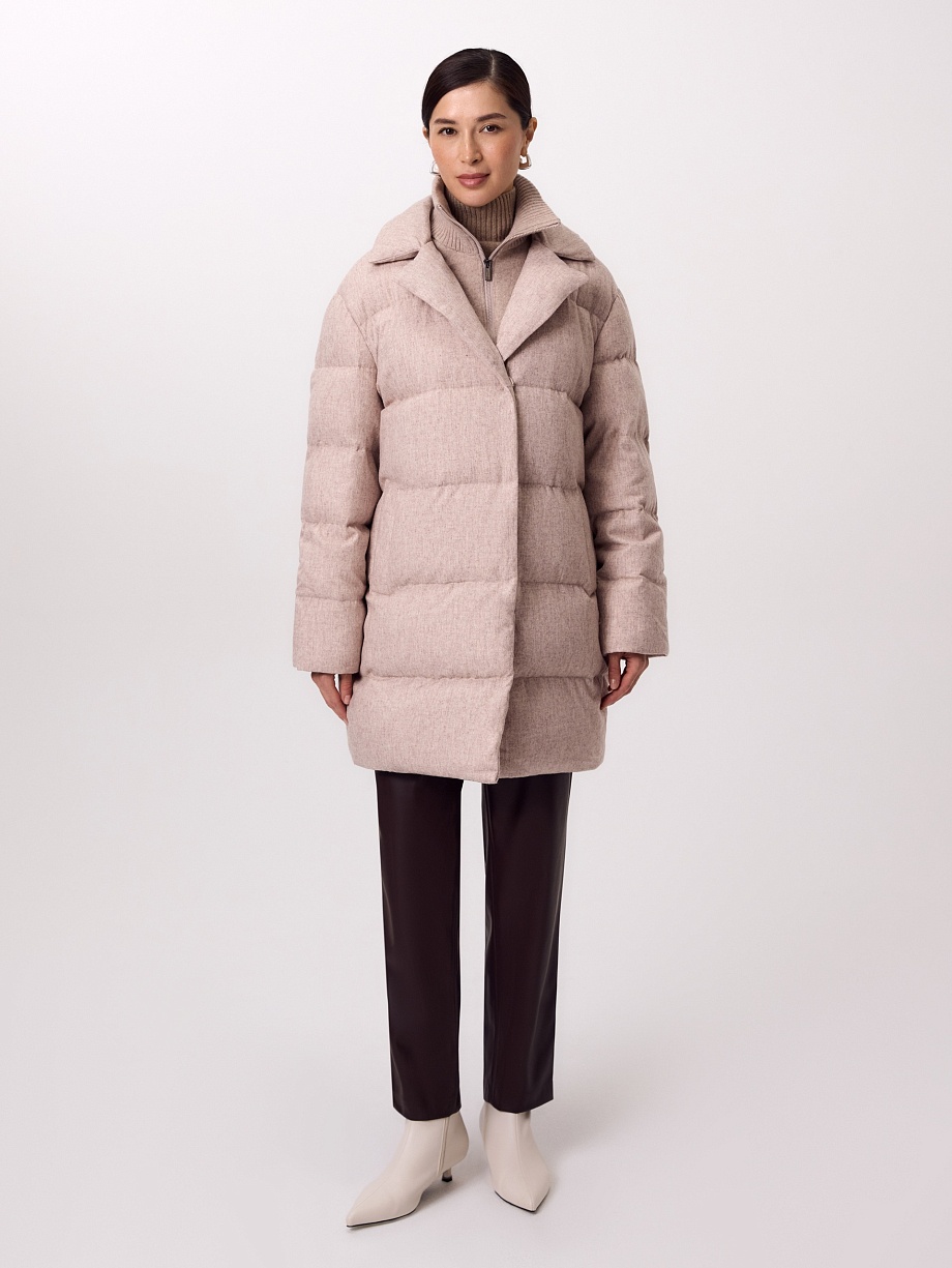 Пуховик из премиальной ткани с мембраной и натуральным утеплителем