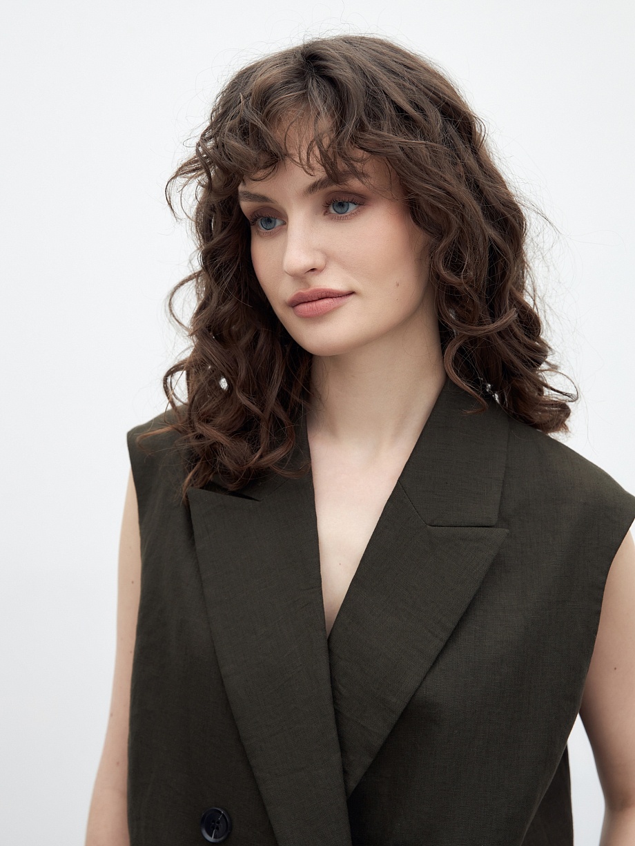 Удлинённый жилет из 100% льна