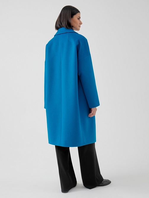 Двубортное шерстяное пальто прямого силуэта из премиальной шерстяной ткани