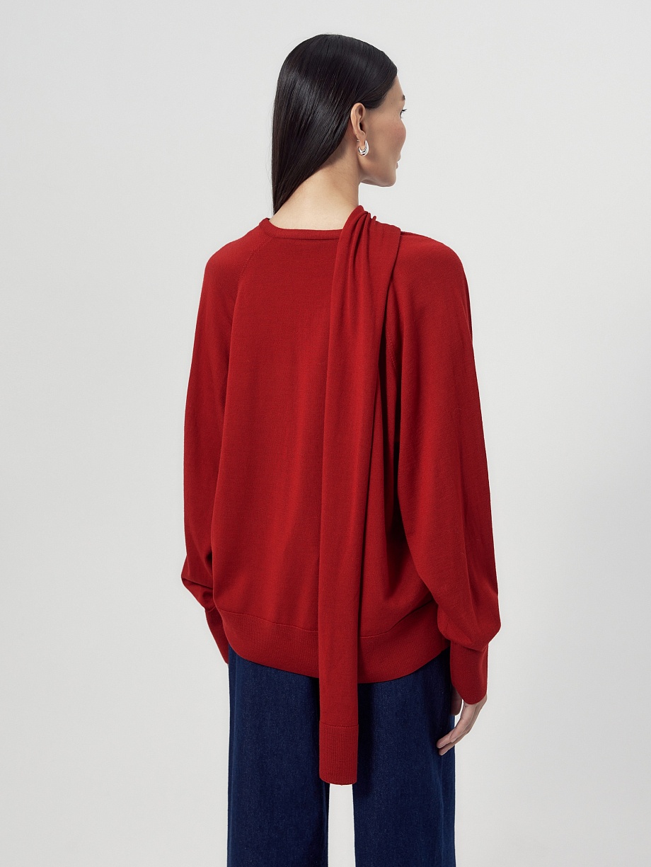 Джемпер из 100% мерсеризированной шерсти мериноса с шарфом