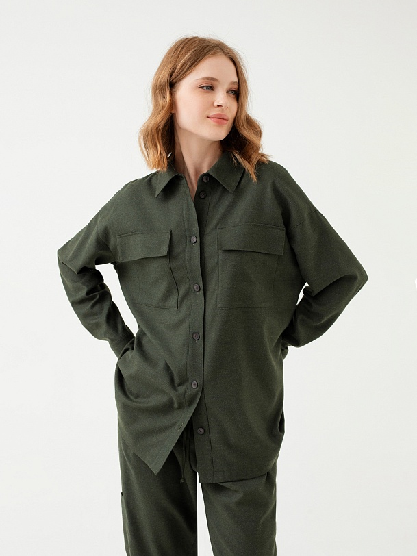 Жакет-рубашка с накладными карманами
