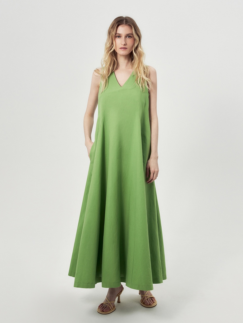 Летний сарафан из хлопка и льна