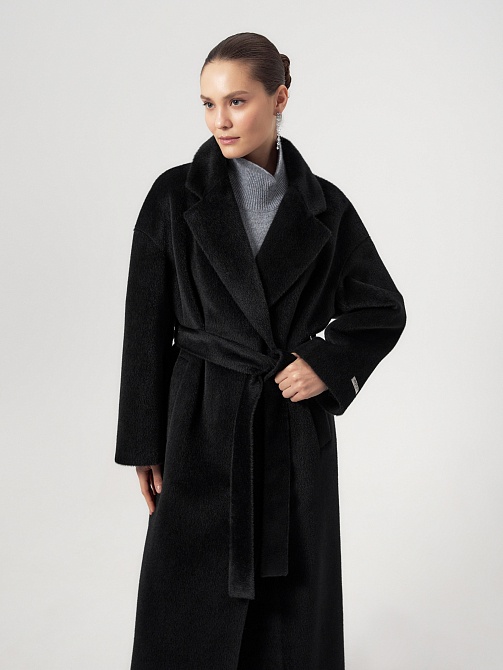 Пальто из шерсти Альпака Беби Сури с мембраной и утеплённой спинкой