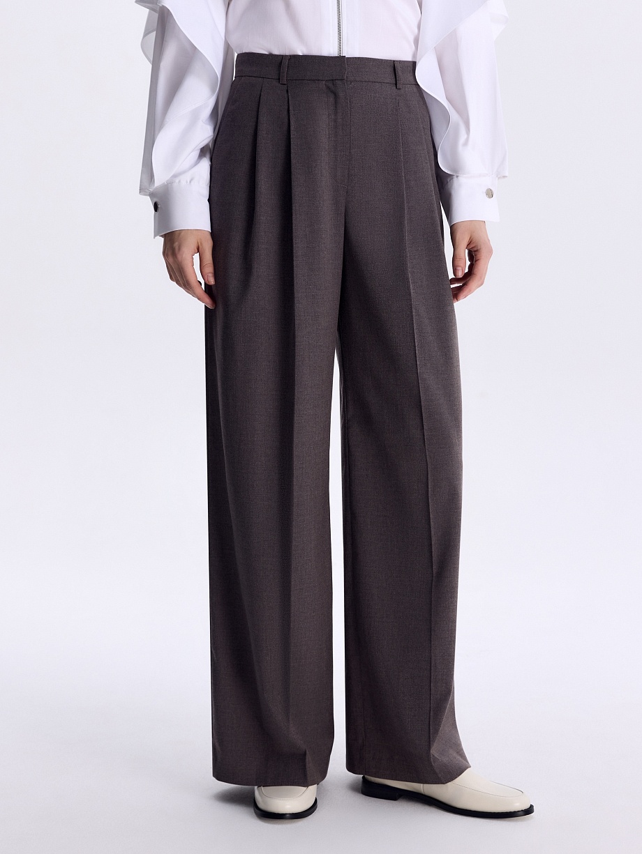 Брюки-палаццо из костюмной ткани