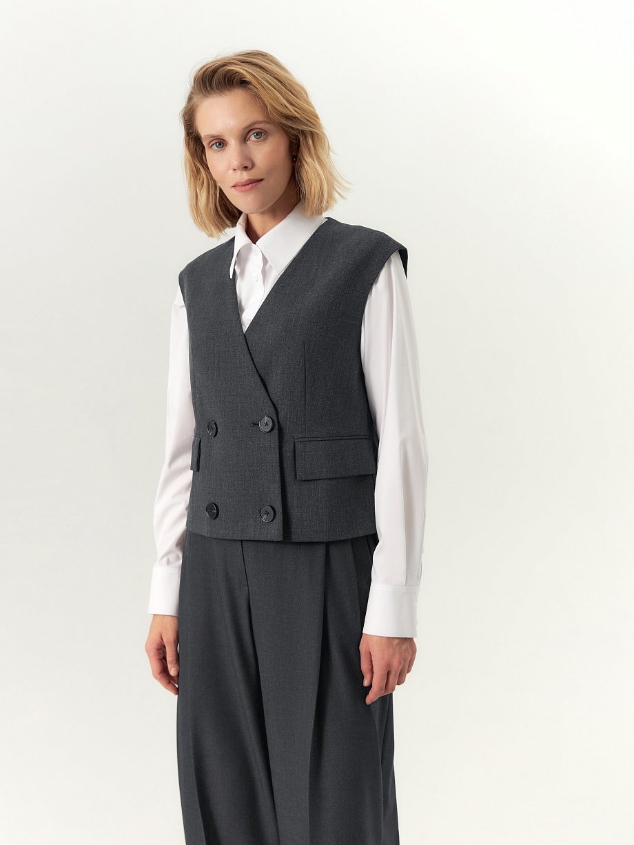 Брюки-палаццо из костюмной ткани