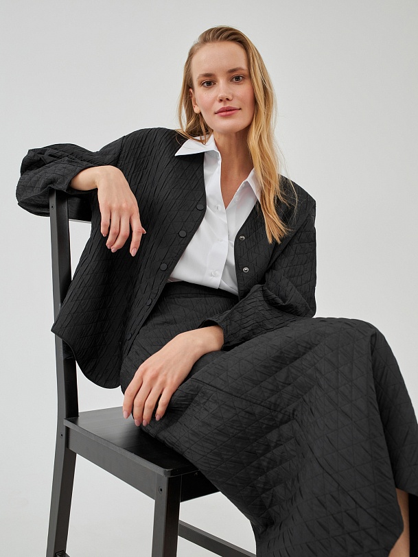  Свободный стеганый жакет на кнопках