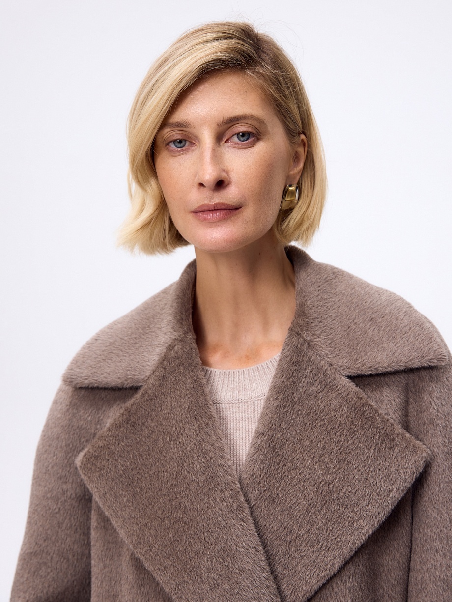 Пальто из шерсти Альпака Беби Сури с мембраной и утеплённой спинкой