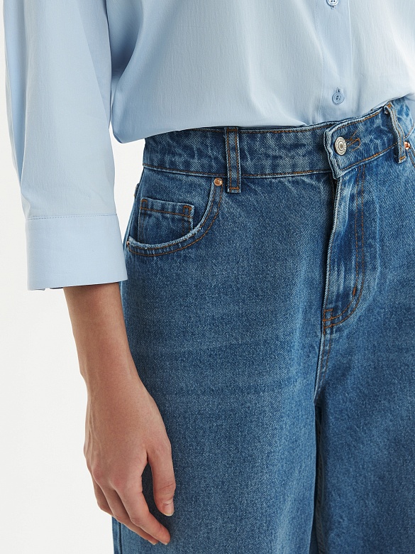 Широкие прямые удлиненные джинсы из 100% хлопка POMPA арт.5110250dn0165