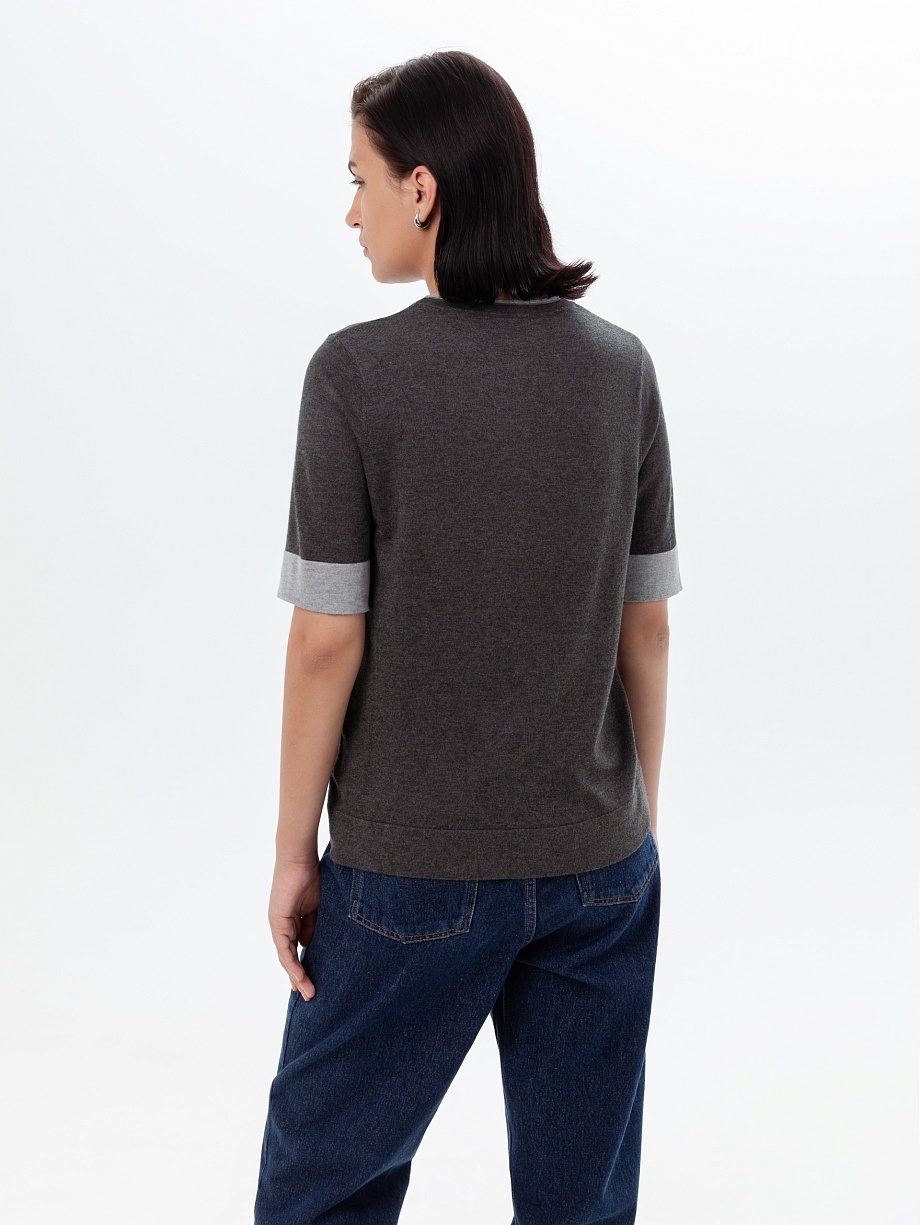 Джемпер с коротким рукавом из вискозного трикотажа