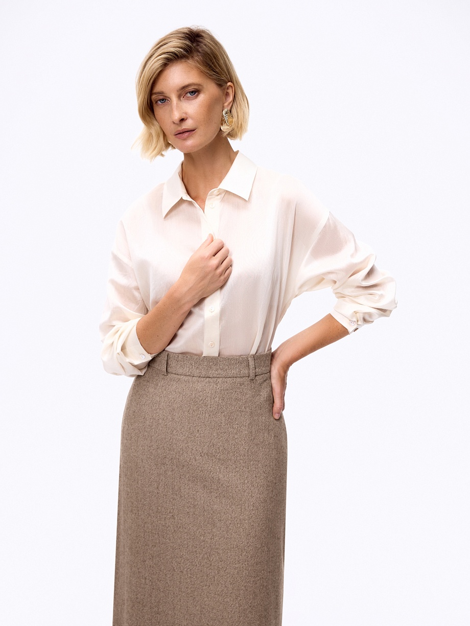 Юбка миди из костюмной шерстяной ткани