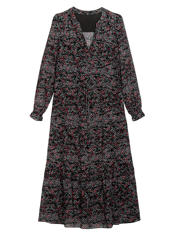 Платье миди с растительным принтом