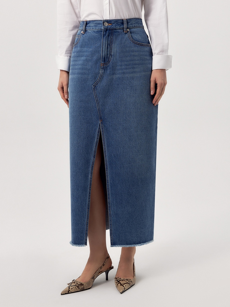 Прямая джинсовая юбка из 100% хлопка