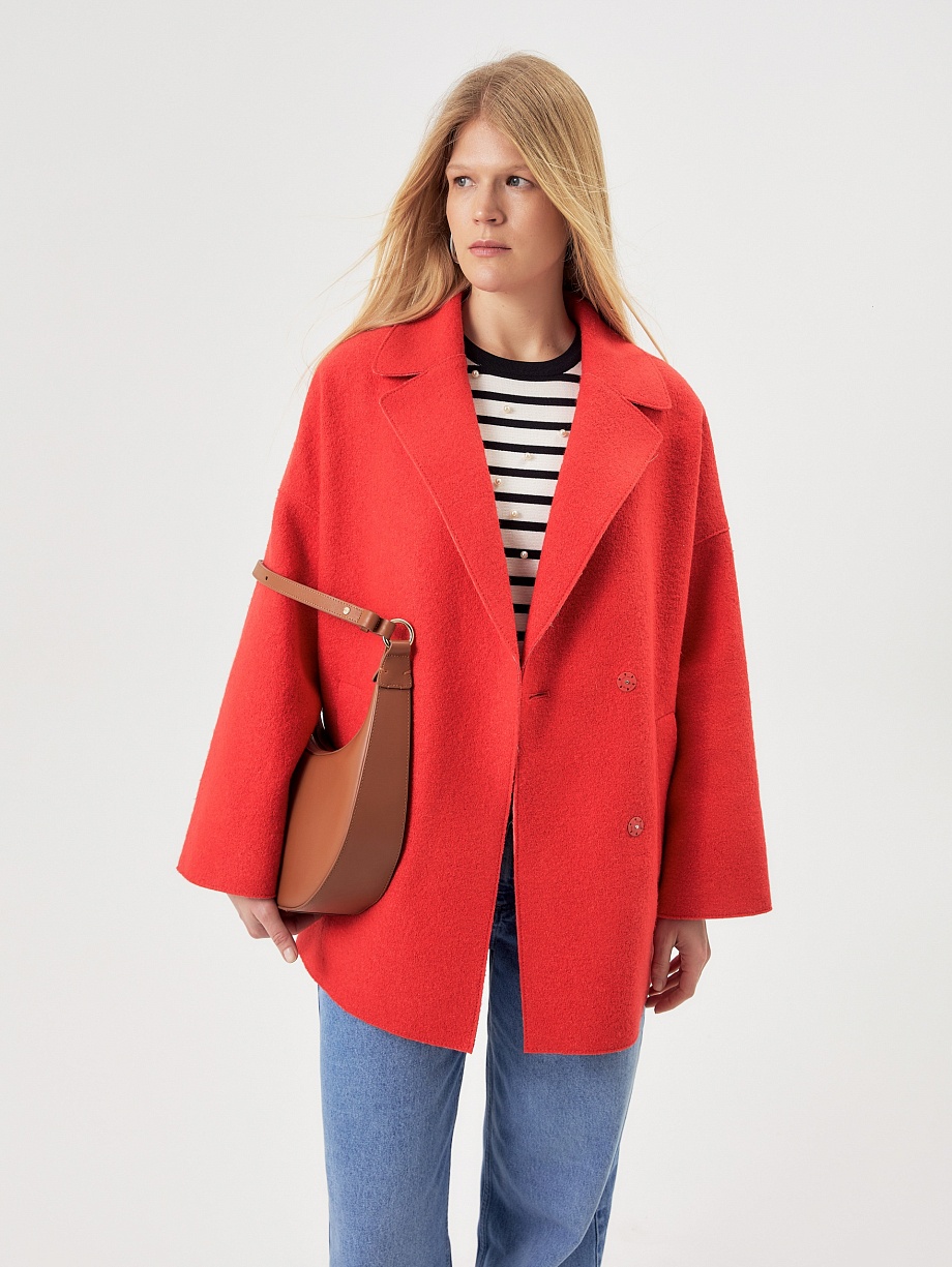 Демисезонное полупальто силуэта кокон