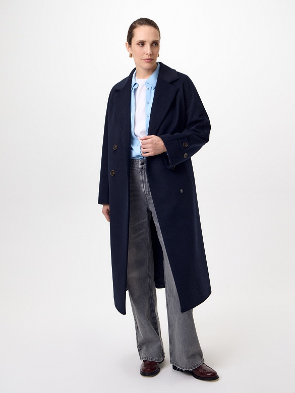 Пальто из шерсти с мембраной, утеплённой спинкой и съёмным капюшоном POMPA арт.1015391p90864