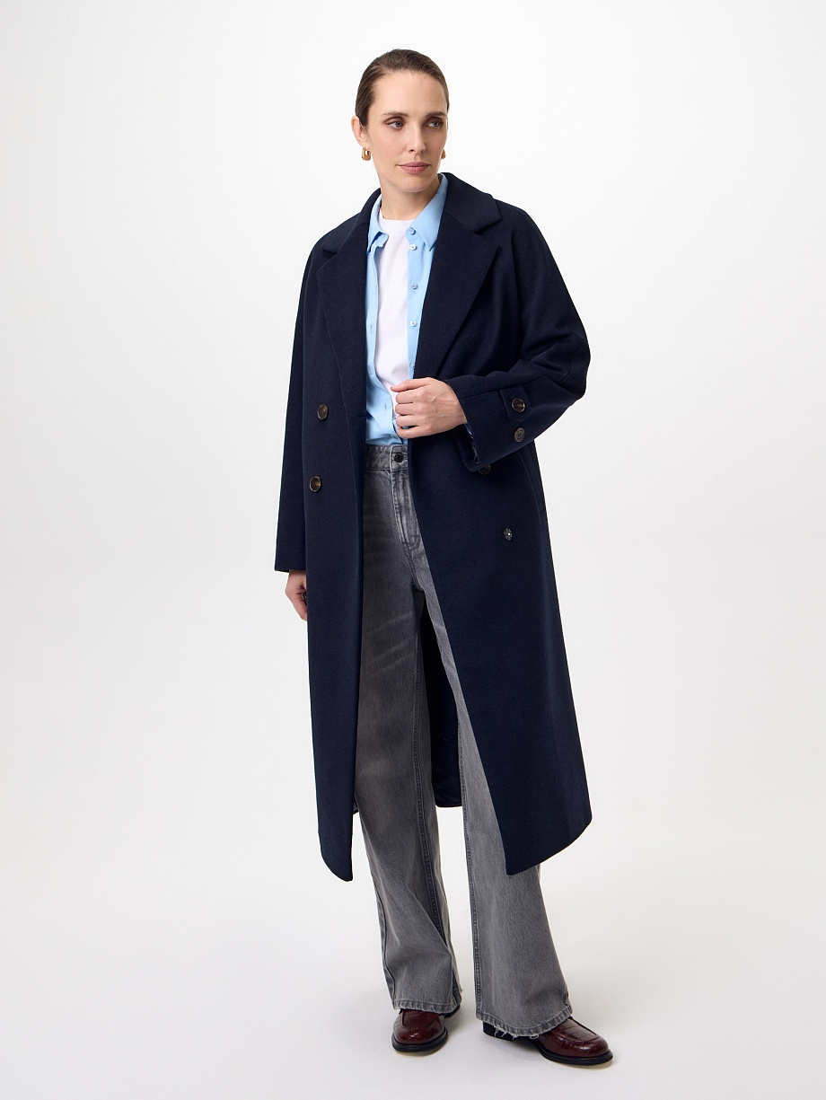 Пальто из шерсти с мембраной, утеплённой спинкой и съёмным капюшоном