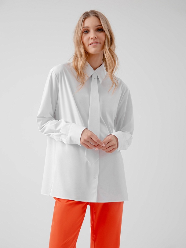 Белая рубашка со съёмным галстуком