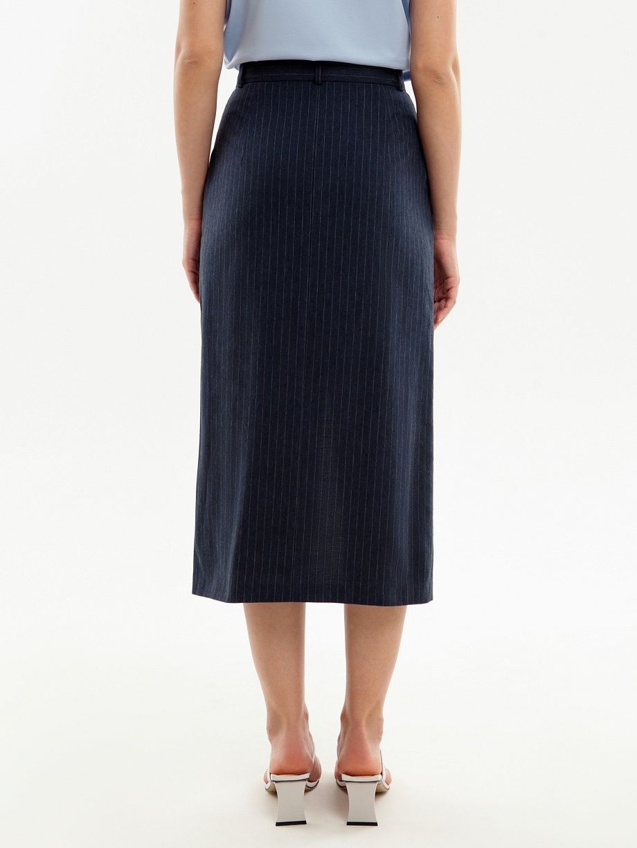 Прямая юбка миди из 100% хлопка с разрезом