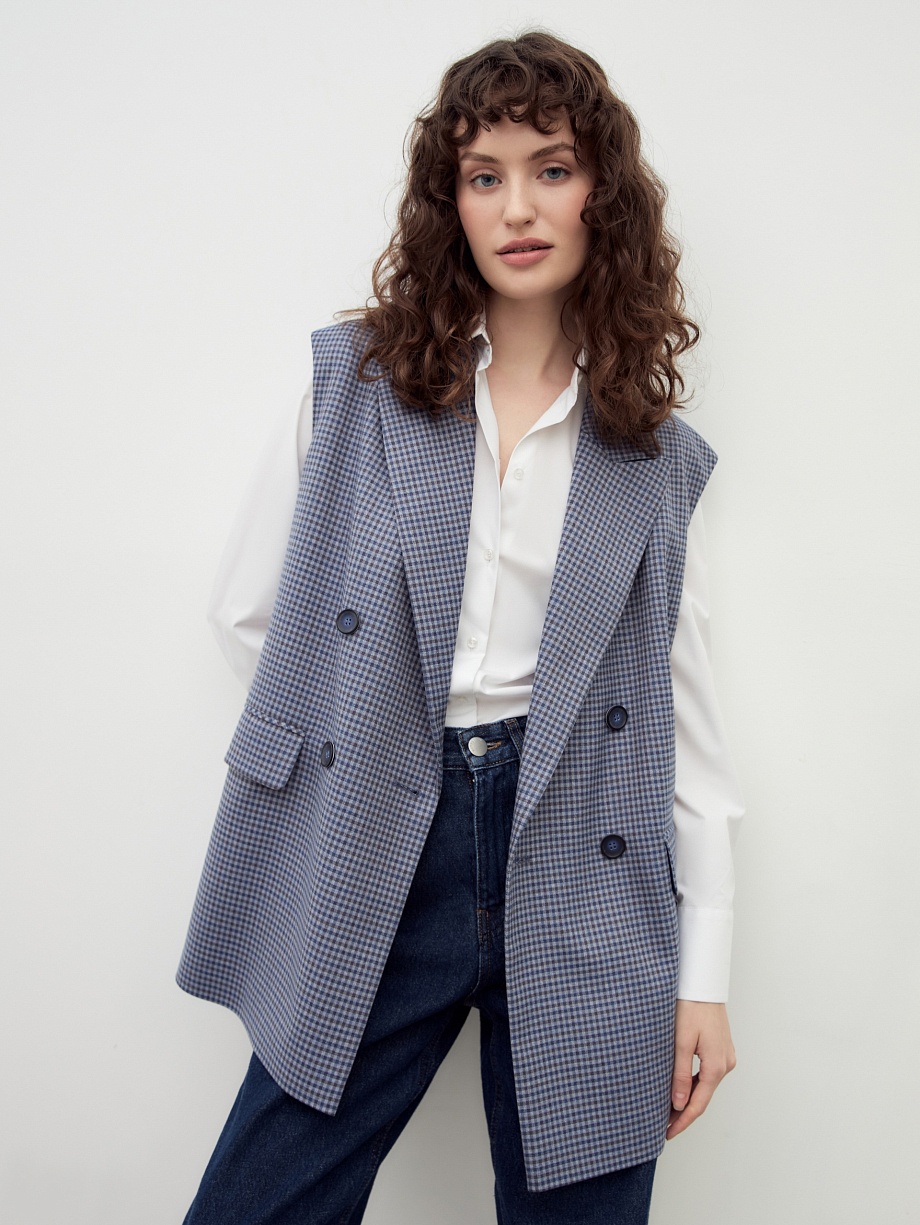 Удлиненный двубортный жилет