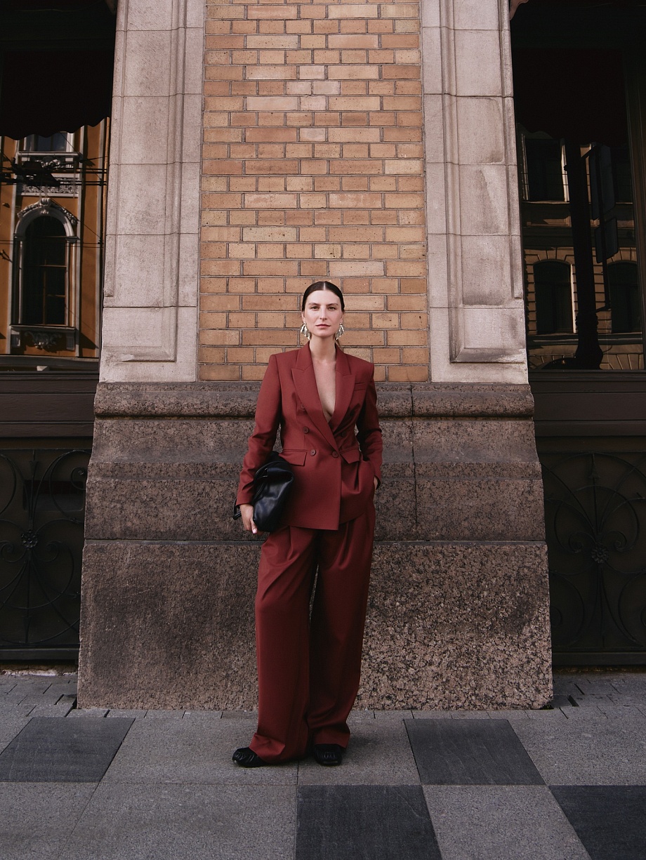 Брюки-палаццо из костюмной ткани