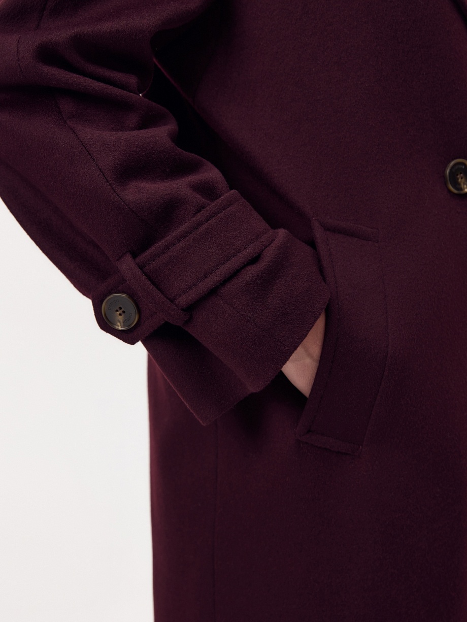 Пальто из шерсти с мембраной, утеплённой спинкой и съёмным капюшоном