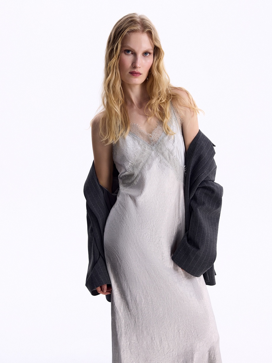 Платье-комбинация из жатого атласа