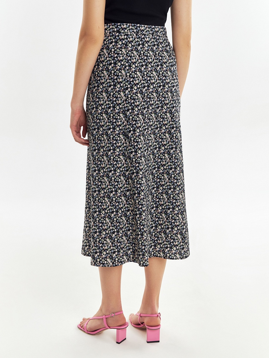 Юбка из хлопка и вискозы с разрезом